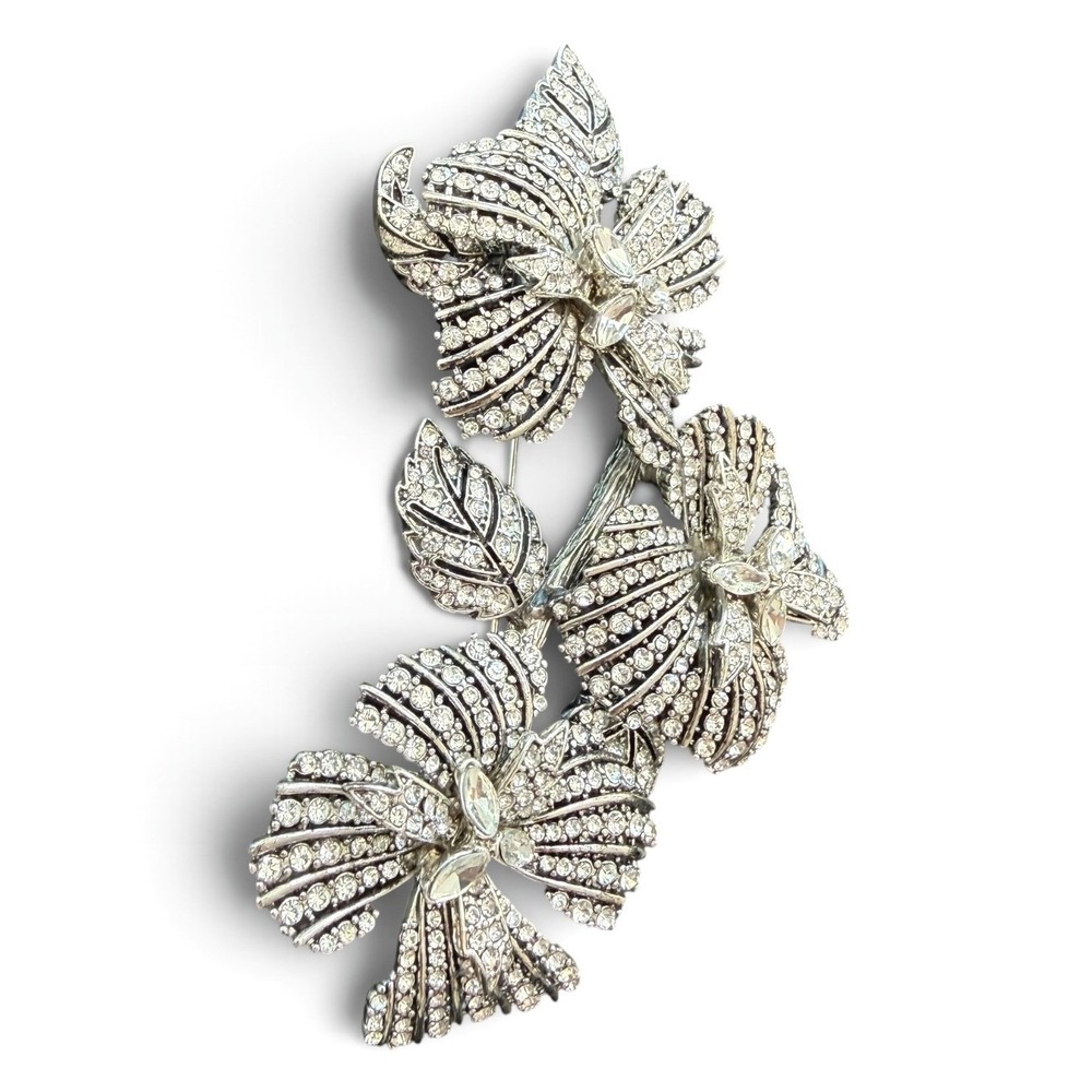 Joan Rivers Ciner Crystal Rhinestone Triple Floral Statement Brooch - Picture 3 of 10